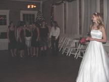 Preparing to throw bouquet